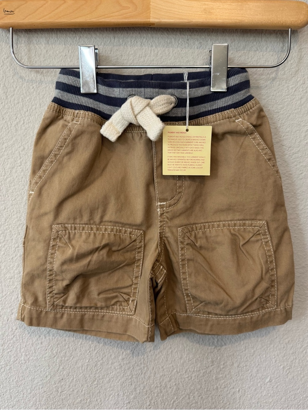 NWT Mini Boden 1.5Y Kids Khaki Pull-On Drawstring Shorts